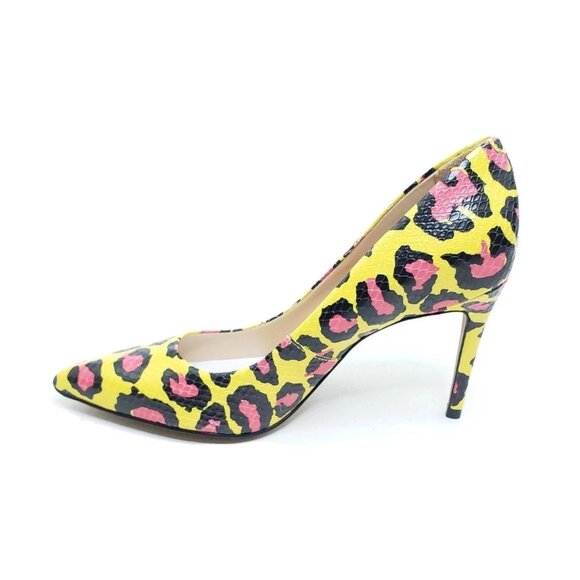Vince Camuto Treesha Womens Pumps Yellow Pink Leopard Snake Print Size 5.5M - Picture 8 of 9